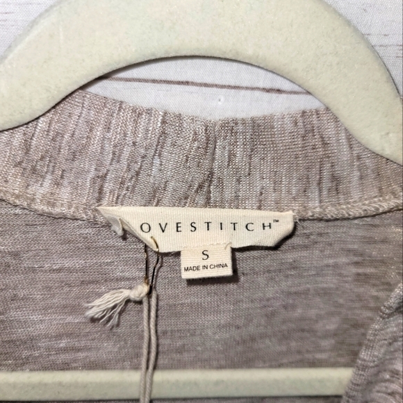 LOVESTITCH FLORAL CUTOUT DETAIL BEIGE DUSTER CARDIGAN W POCKETS, SZ SMALL - Picture 5 of 15